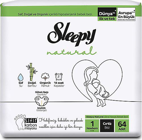 Sleepy Natural 1 Numara Mini 64’lü Cırtlı Bebek Bezi